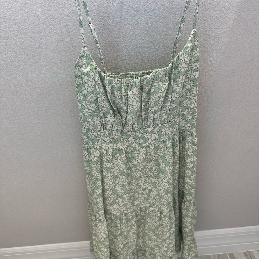 Floral Green and White Sundress
